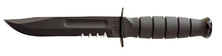 Ka-Bar Short Fixed 5.25 in Black Combo Blade Leather Handle