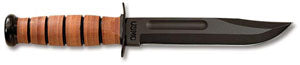 KA-BAR Full-Size Fixed 7 in Black Blade Leather Handle