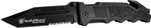 SW Border Guard Folder 4.5 in Black Combo Blade G-10 Handle